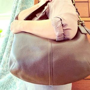 Coach brown pebbled leather hobo bag